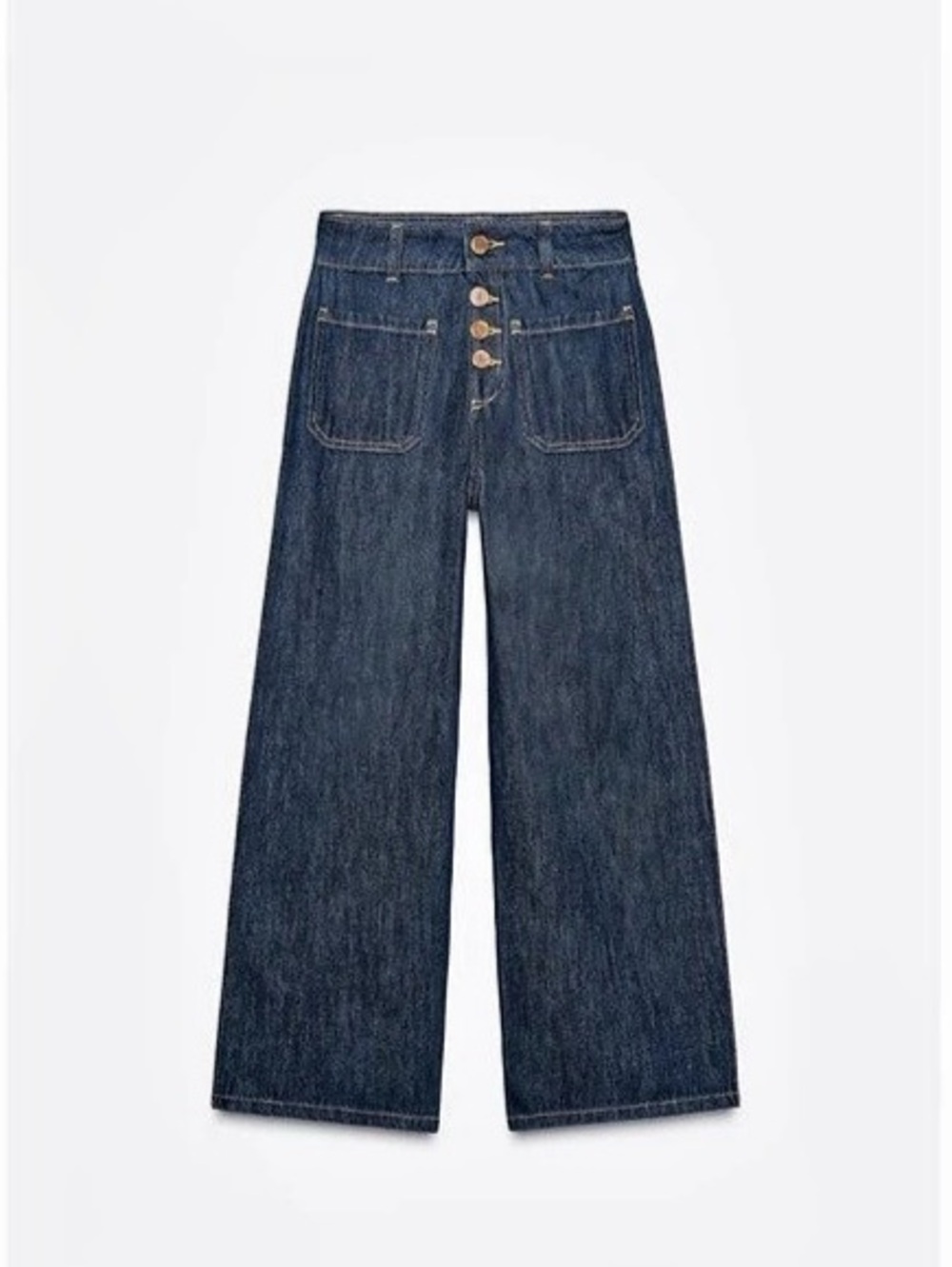 Zara Z1975 High Rise Button Culotte Dark Wash Jeans